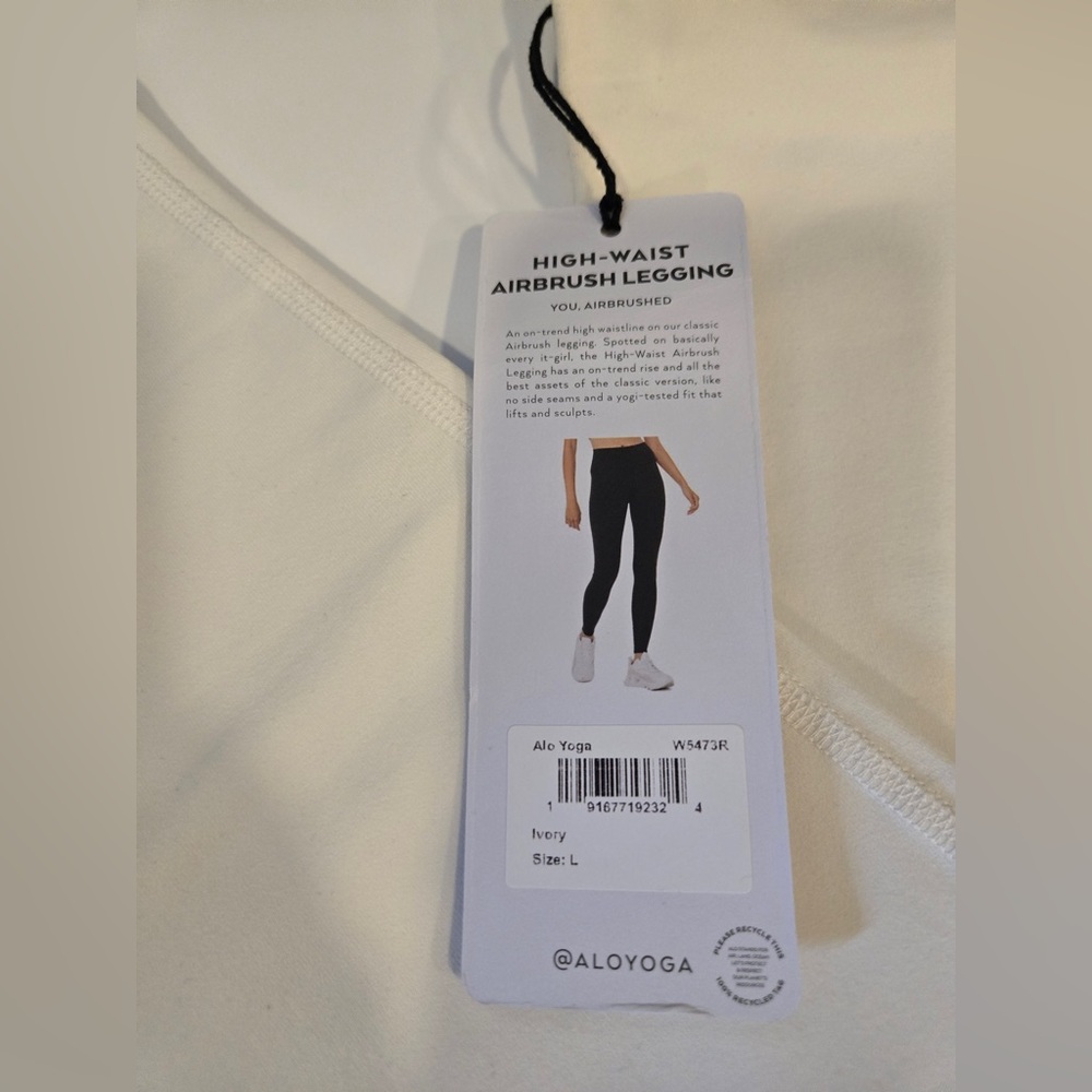 ALO Yoga High-Waist Airbrush Ivory Legging - NWT Size L - Picture 4 of 4